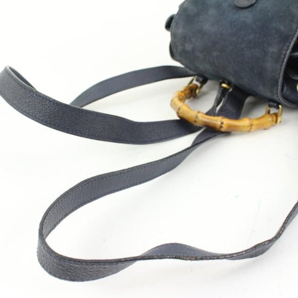Gucci Navy Suede Bamboo Mini Backpack 56gz421s main image 8